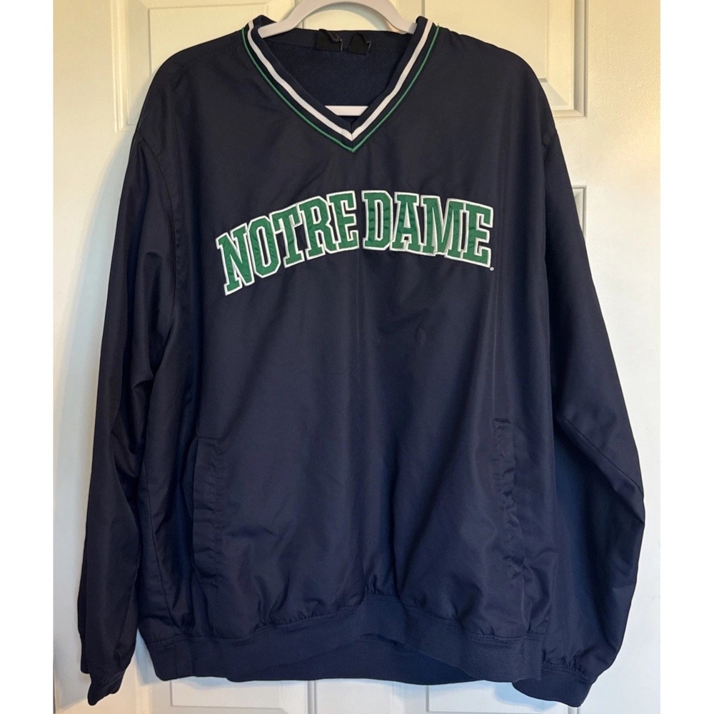 Vintage Gear for Sports - Men's XL Notre Dame Blue Pullover Jacket Windbreaker